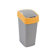 Cos de gunoi Curver FLIP BIN 10L, gri argintiu/galben