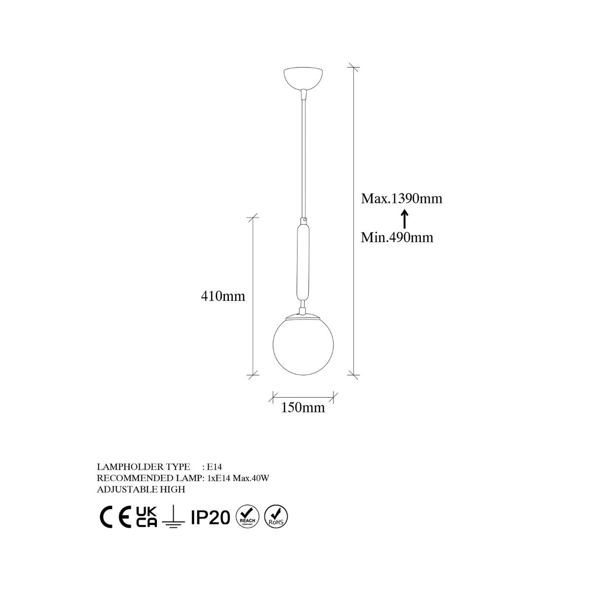 Lustra alb/negru din metal si sticla Ø15 cm King