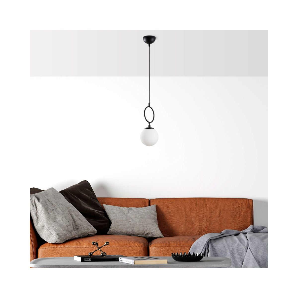 Lustra alb/negru din metal si sticla Ø15 cm Ring