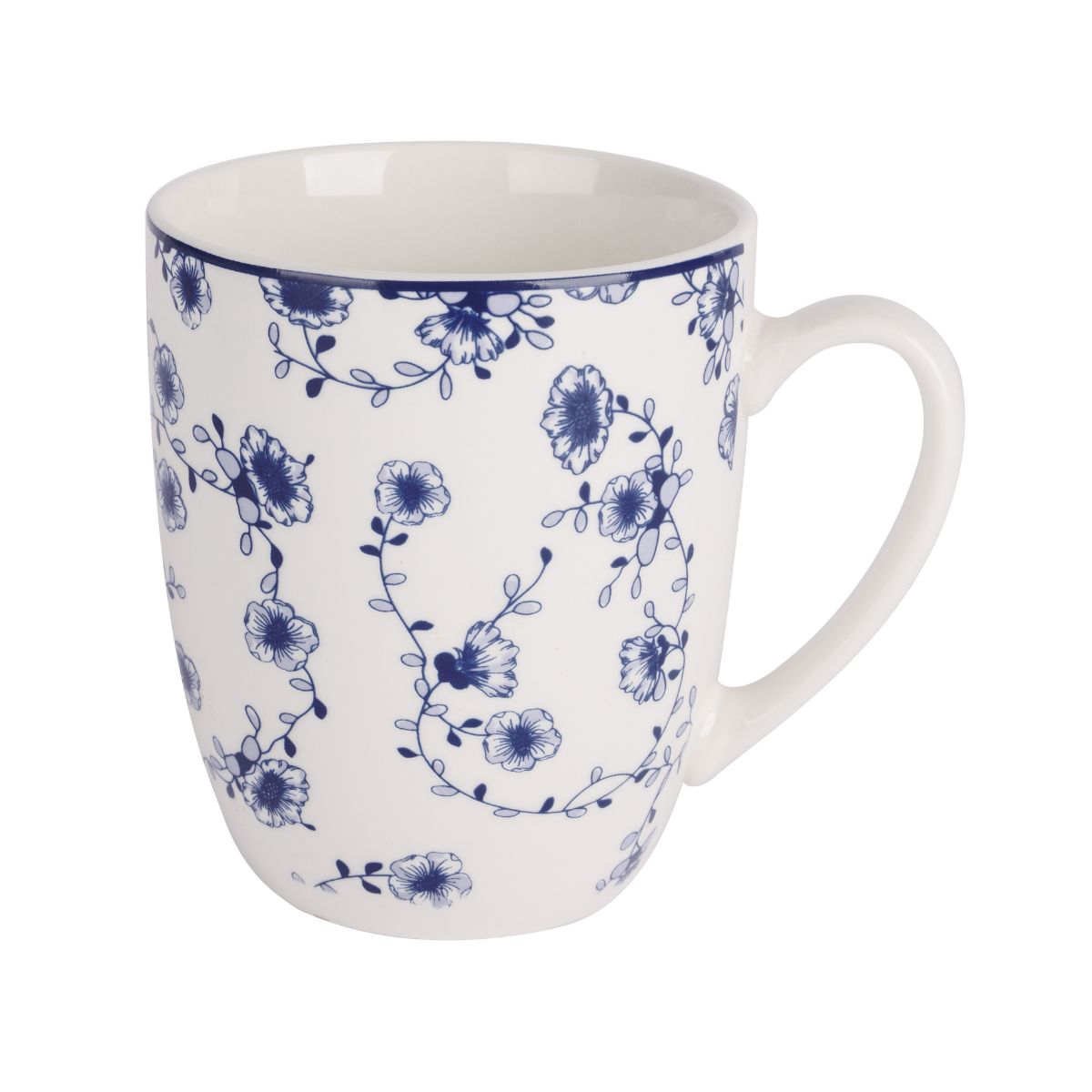 Set 4 cani alb/albastru din portelan 37 cl Flor Azul Cosy&Trendy