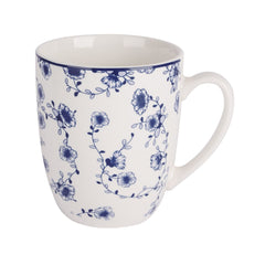 Set 4 cani alb/albastru din portelan 37 cl Flor Azul Cosy&Trendy